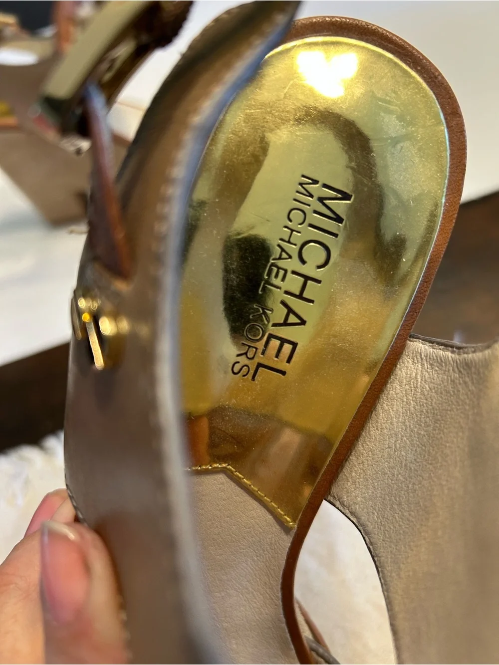 MICHAEL Michael Kors Brown Leather Block Heel Sandals